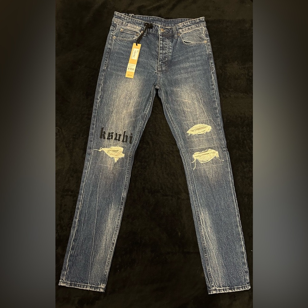 Ksubi Men's Ripped Blue Skinny Jeans